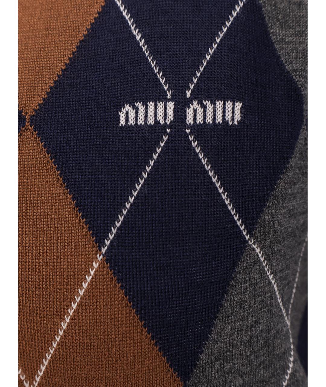 MIU MIU Синий шерстяной джемпер / свитер, фото 3