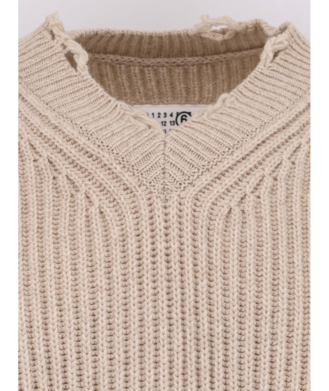 MM6 MAISON MARGIELA Бежевый шерстяной джемпер / свитер, фото 3