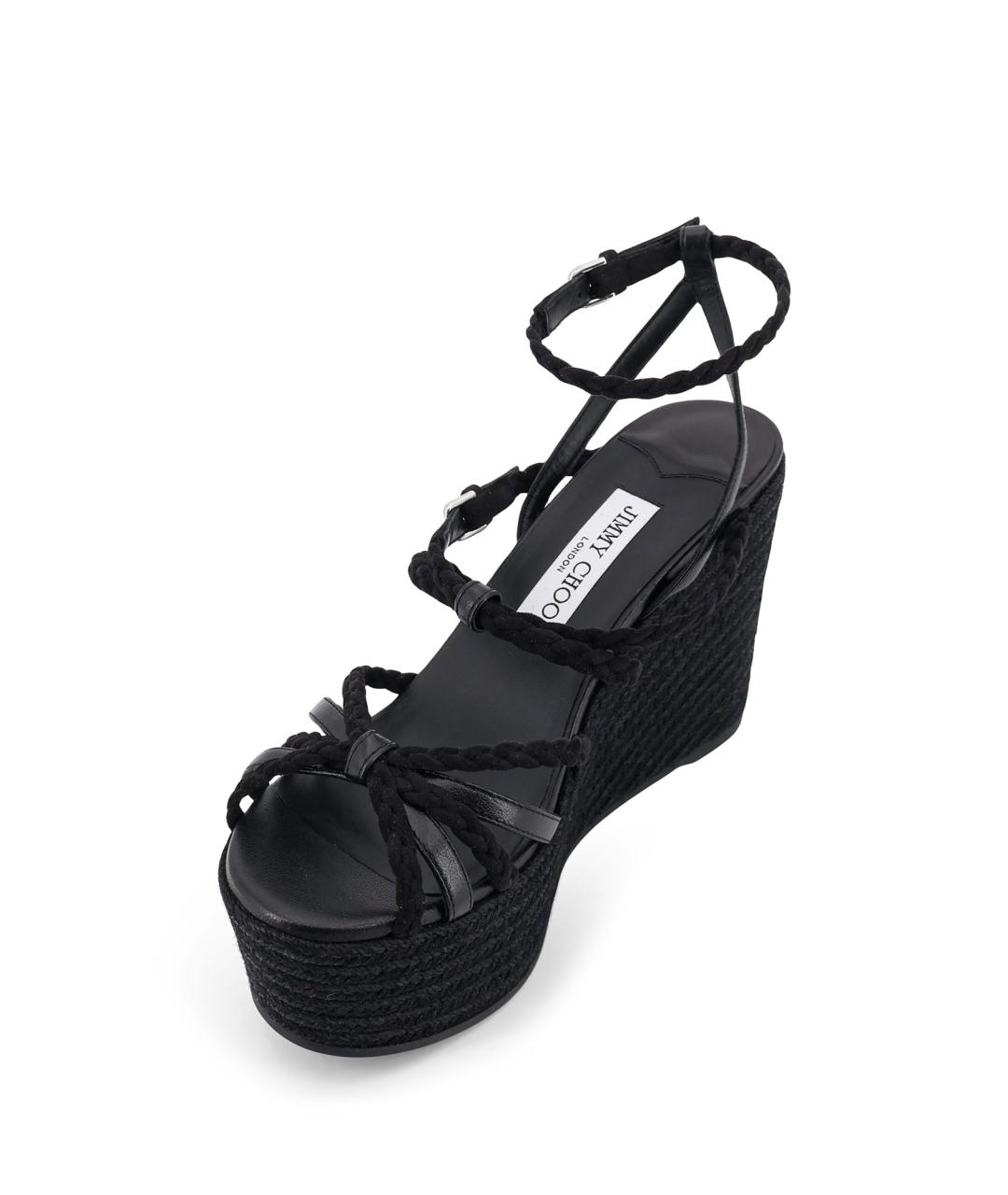 JIMMY CHOO Черные кожаные босоножки, фото 4