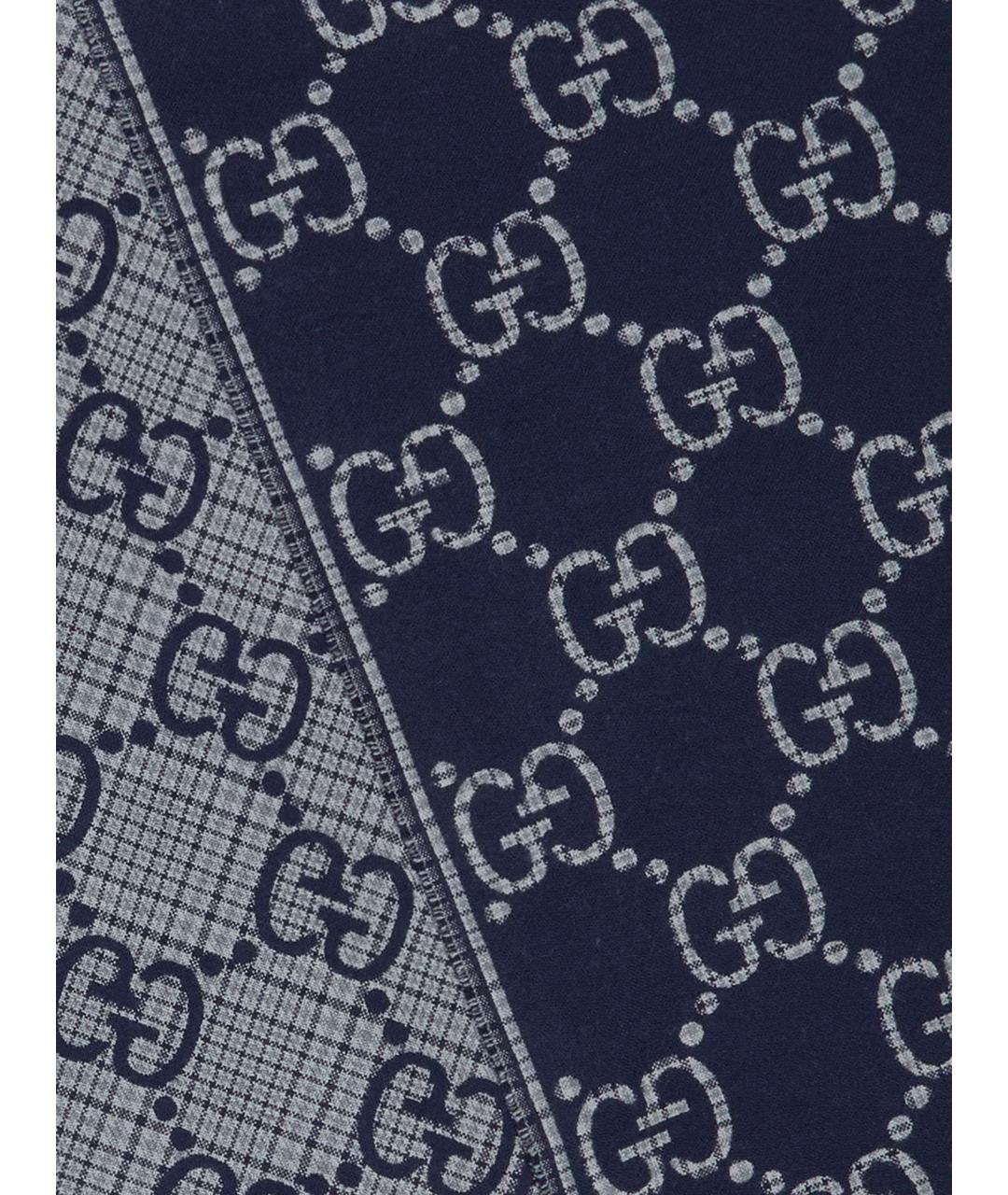 GUCCI Синий шерстяной шарф, фото 2