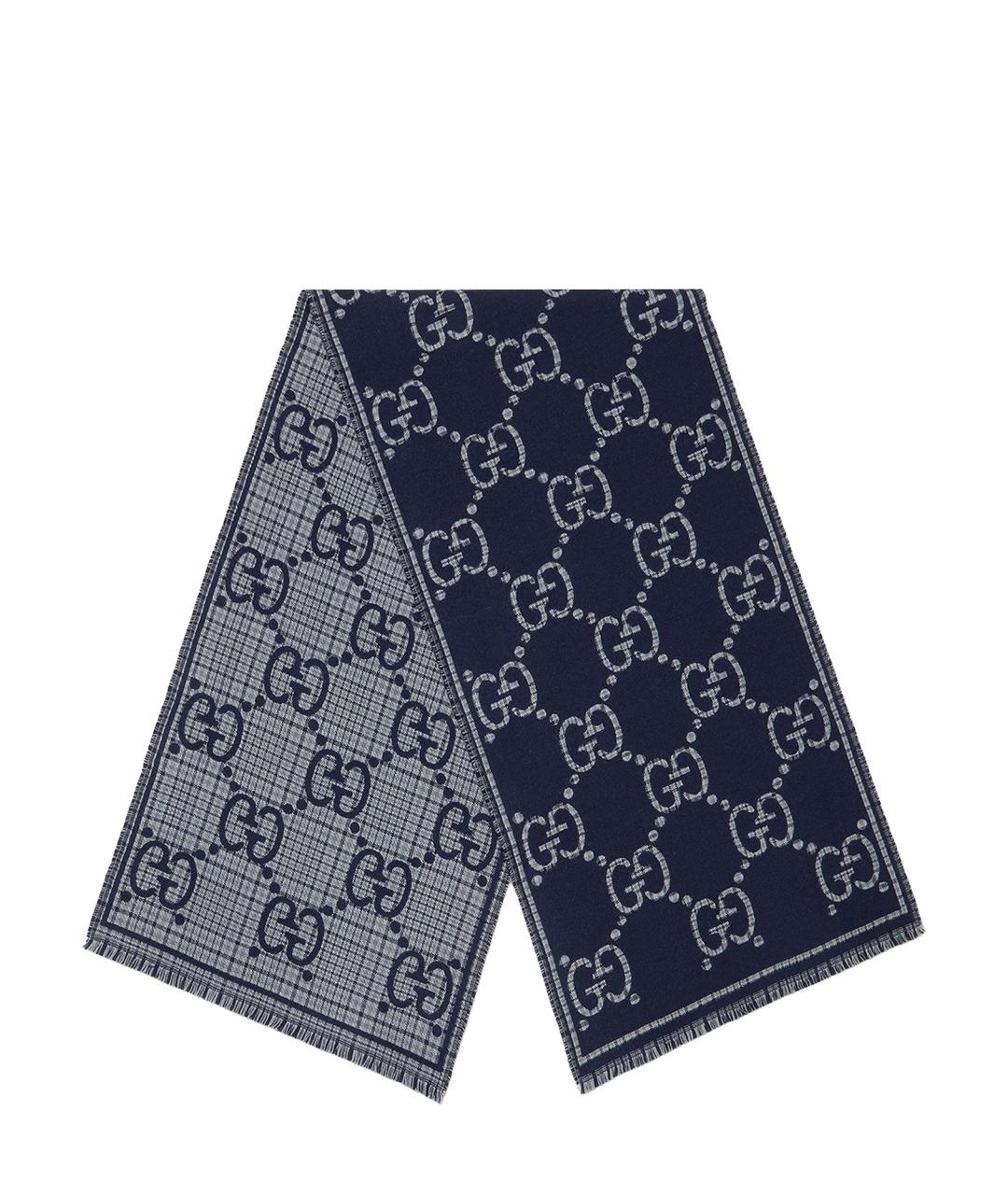 GUCCI Синий шерстяной шарф, фото 1