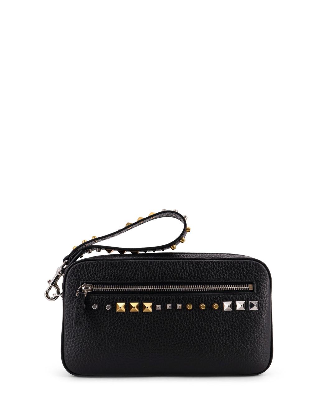 VALENTINO Черная кожаная барсетка, фото 1