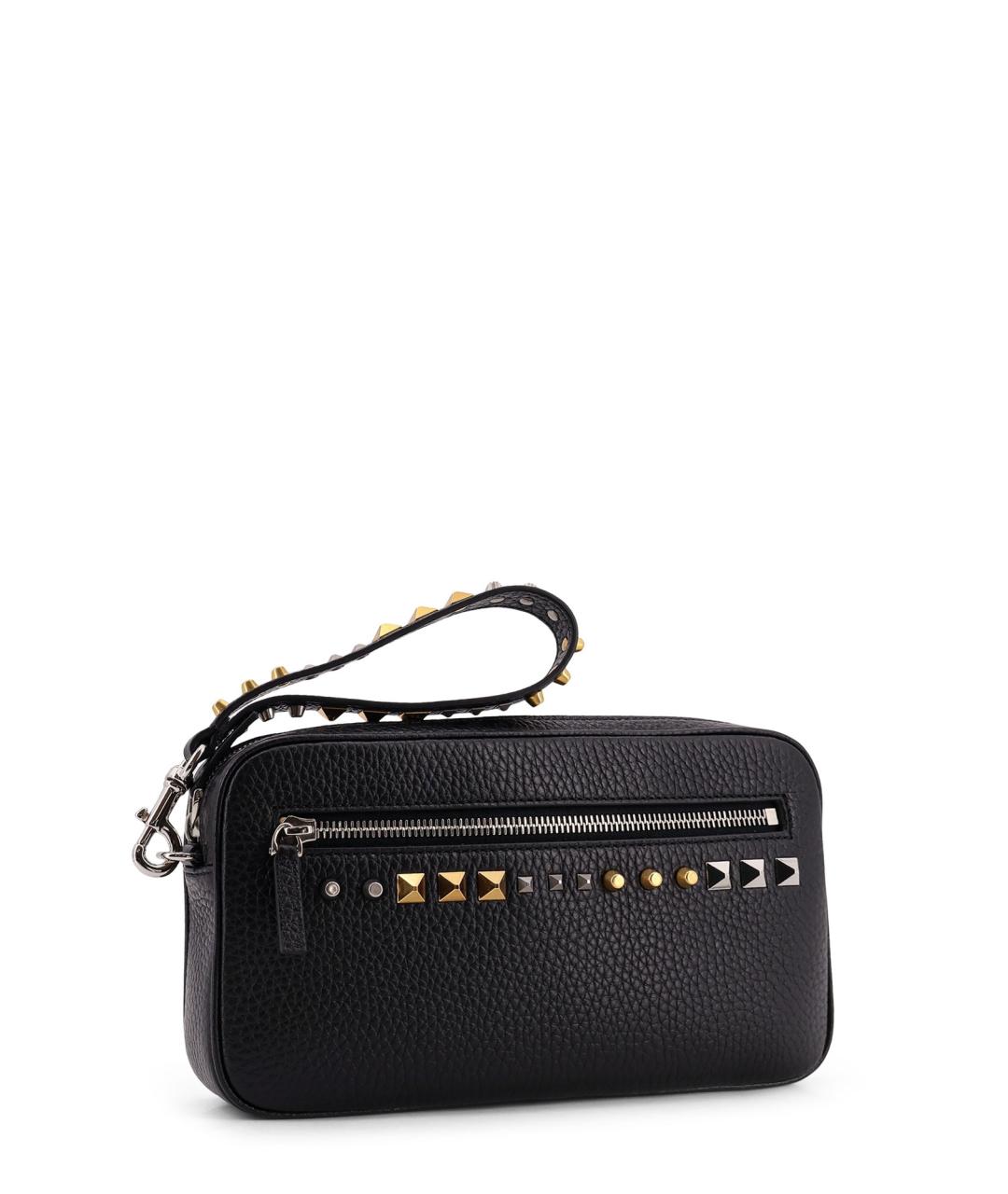 VALENTINO Черная кожаная барсетка, фото 3