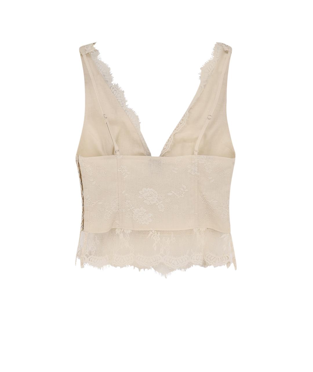 PINKO Бежевая льняная майка, фото 2