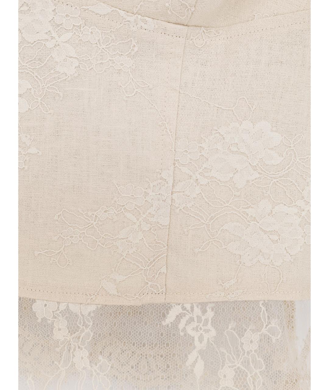 PINKO Бежевая льняная майка, фото 3