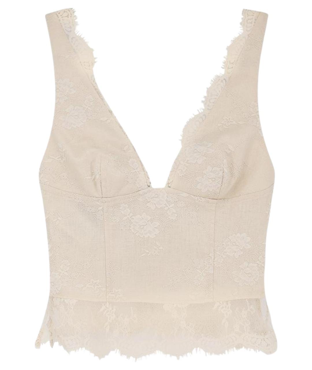 PINKO Бежевая льняная майка, фото 1