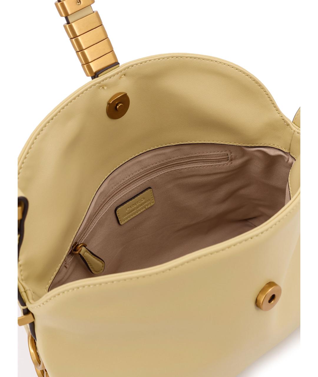 PINKO Желтая кожаная сумка через плечо, фото 4