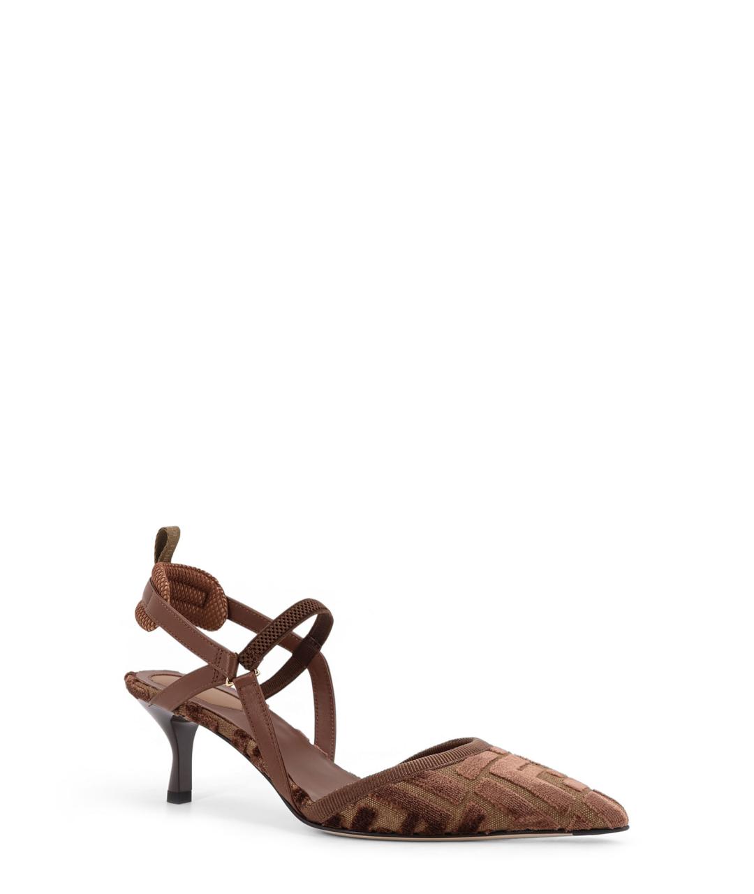 FENDI Коричневые текстильные туфли, фото 2