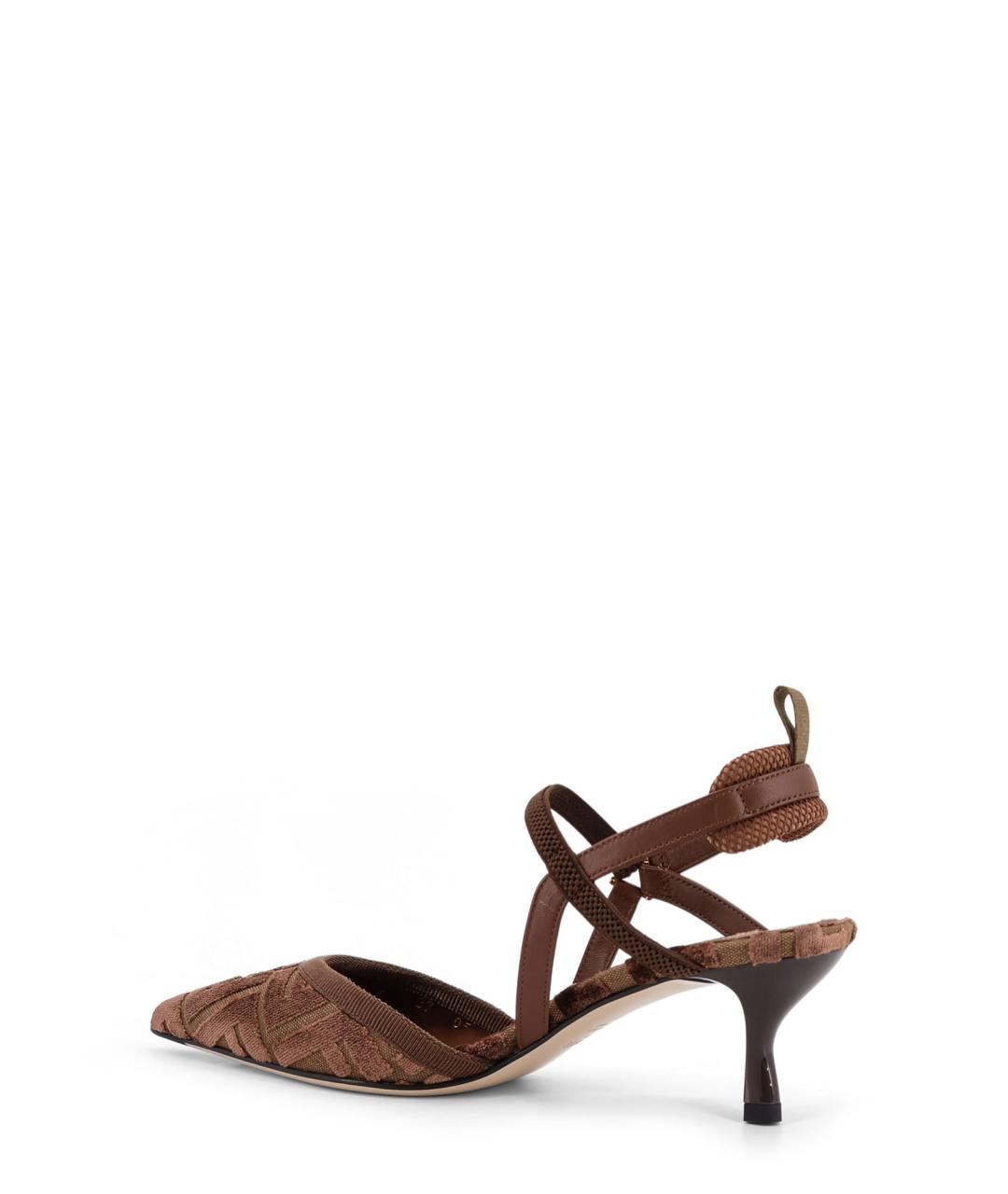 FENDI Коричневые текстильные туфли, фото 3