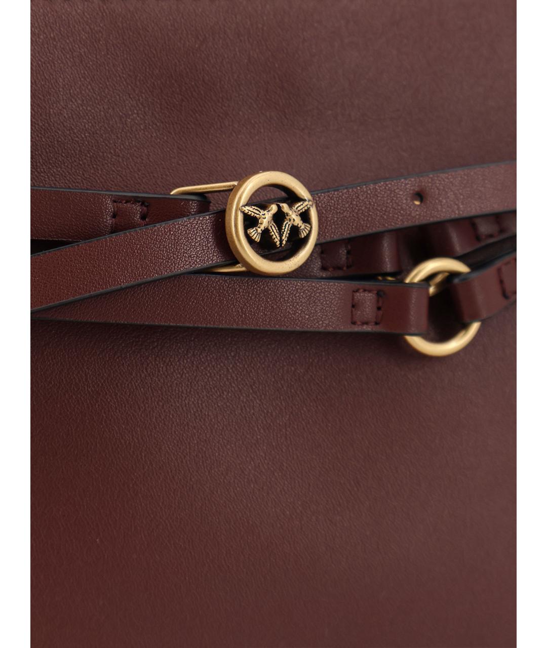 PINKO Бордовая кожаная сумка через плечо, фото 5