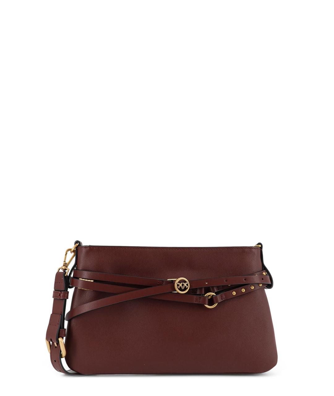 PINKO Бордовая кожаная сумка через плечо, фото 1