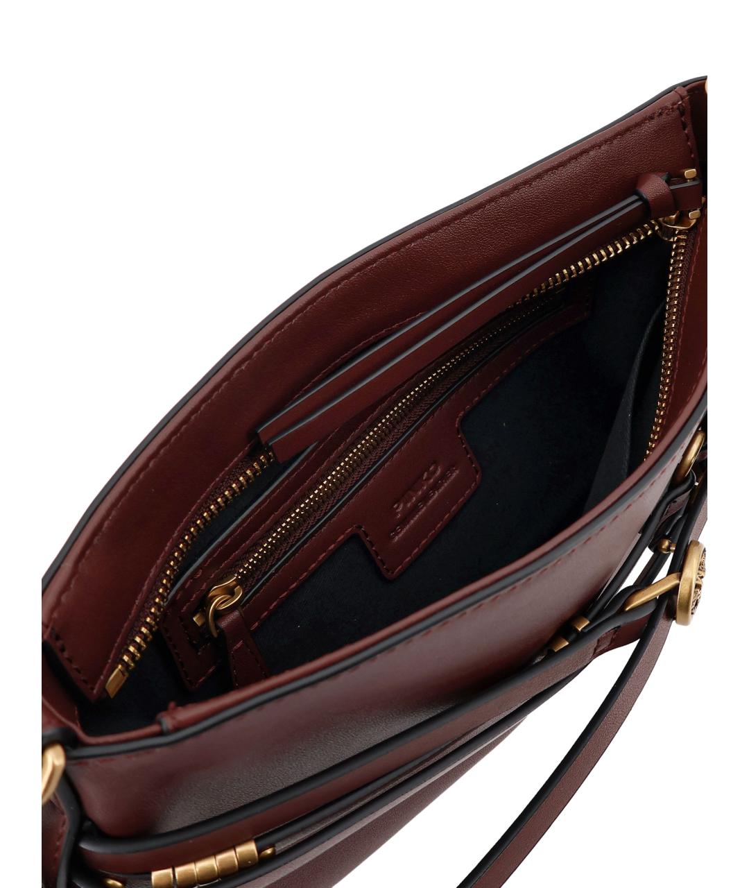 PINKO Бордовая кожаная сумка через плечо, фото 4