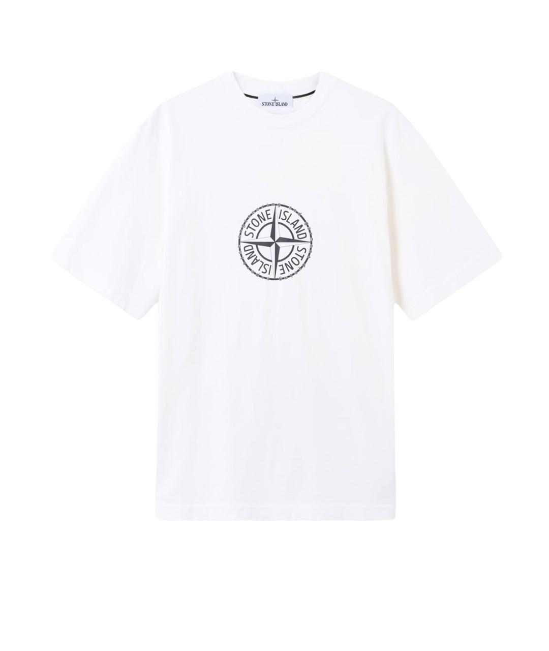 STONE ISLAND Белая хлопковая футболка, фото 1