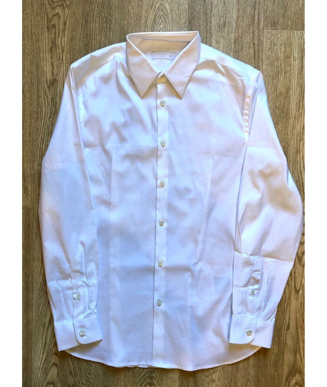 PRADA Белая хлопко-полиэстеровая классическая рубашка, фото 8