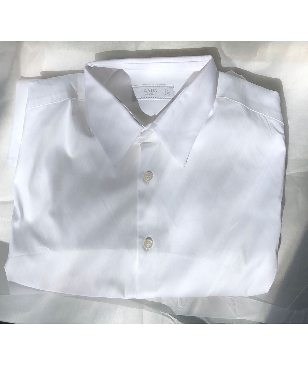 PRADA Белая хлопко-полиэстеровая классическая рубашка, фото 2