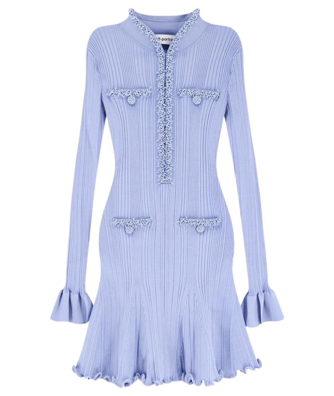 SELF-PORTRAIT Голубое вискозное повседневное платье, фото 1