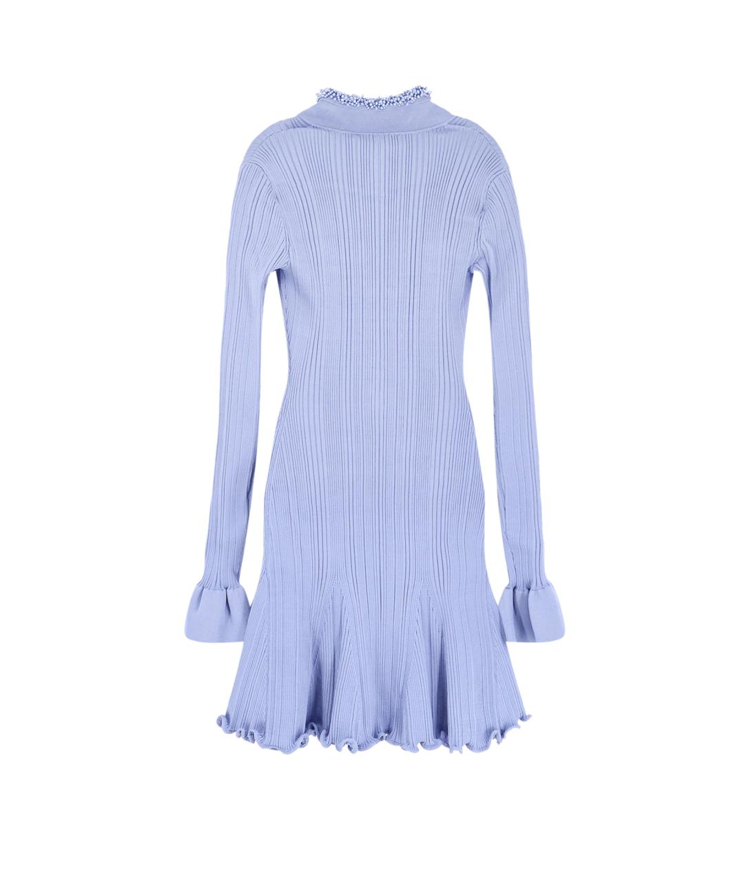 SELF-PORTRAIT Голубое вискозное повседневное платье, фото 2