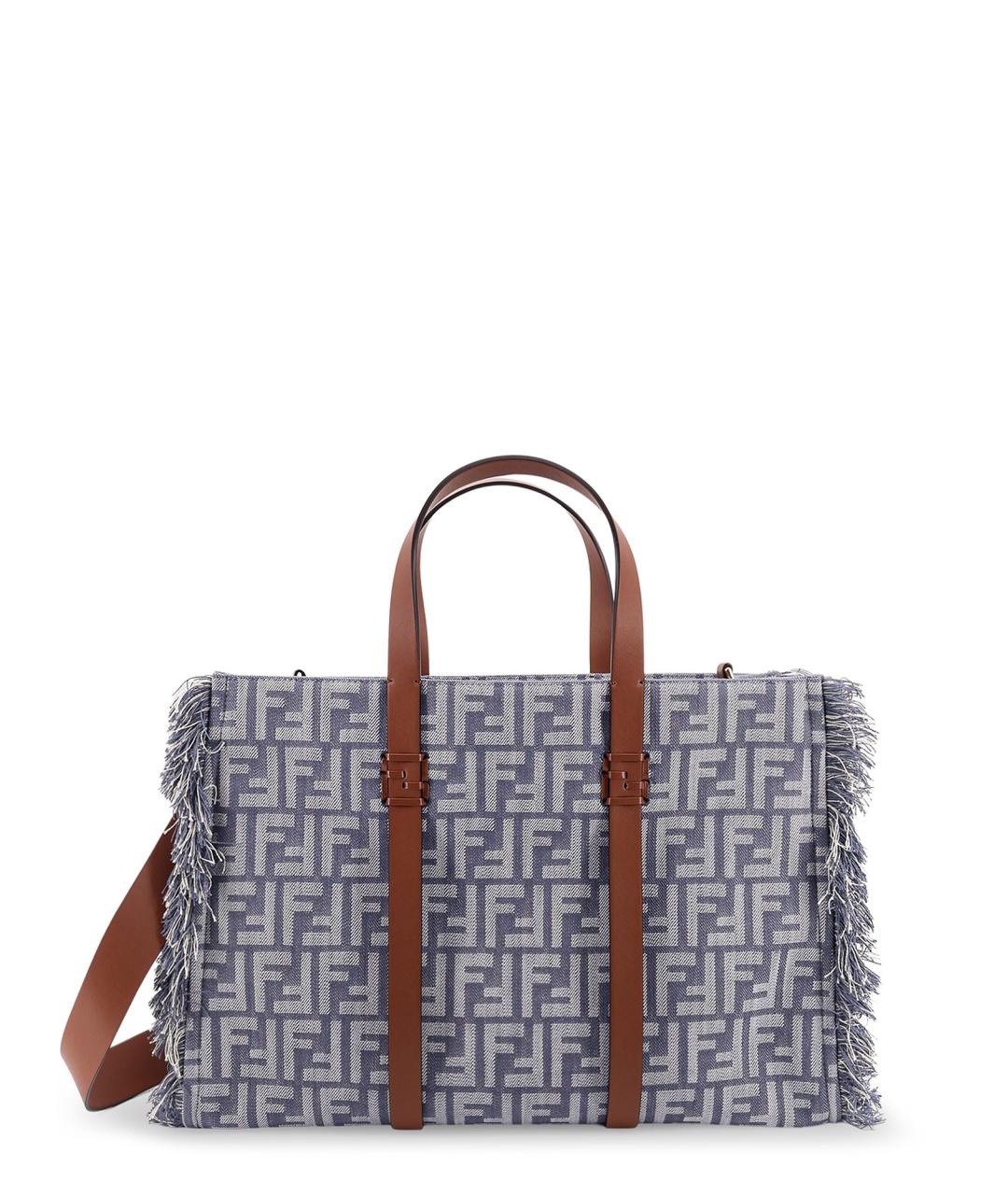 FENDI Синяя тканевая сумка тоут, фото 1