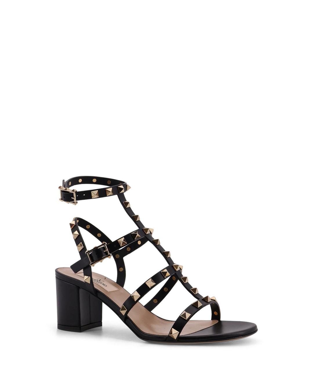 VALENTINO Черные кожаные босоножки, фото 2