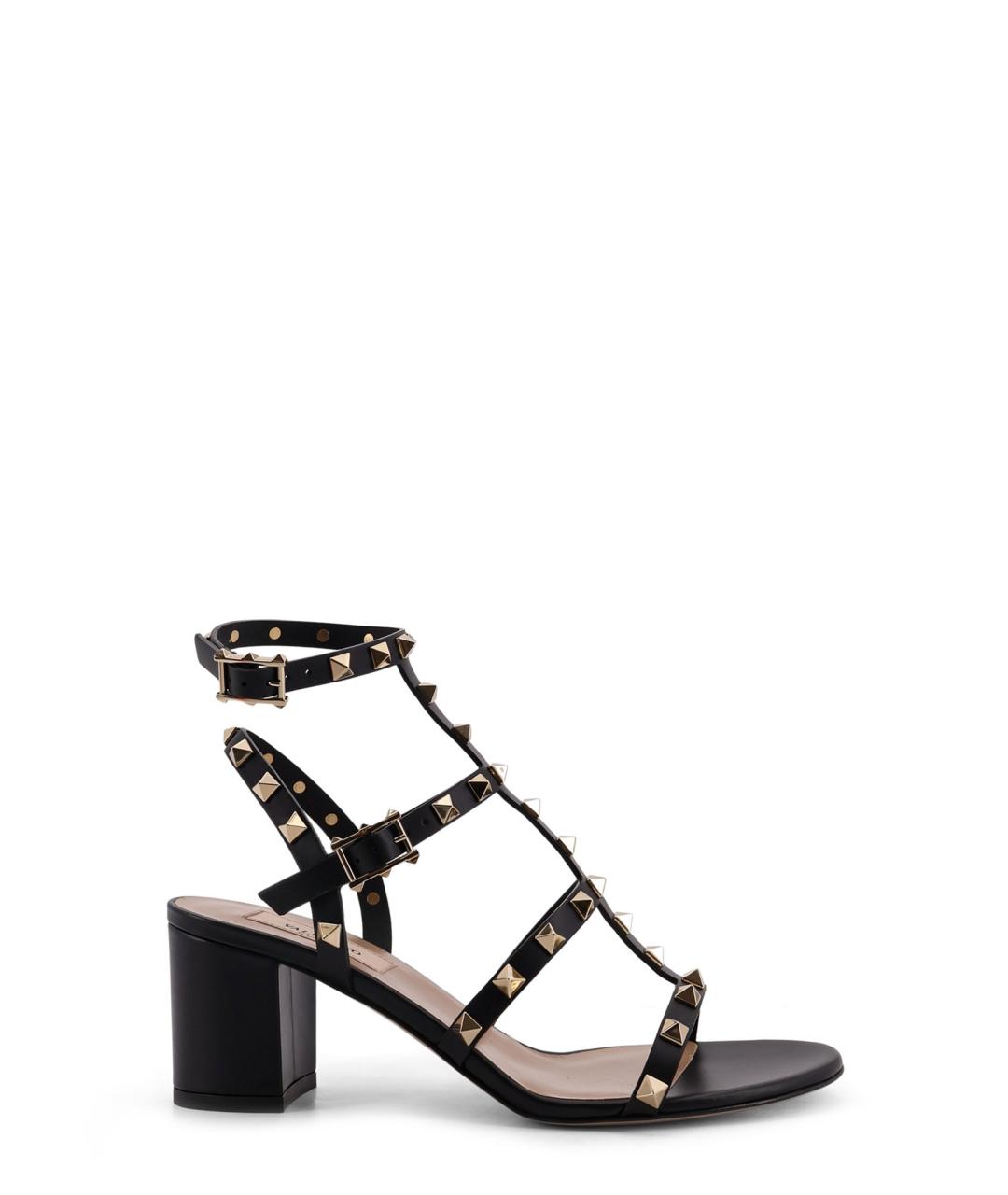 VALENTINO Черные кожаные босоножки, фото 1