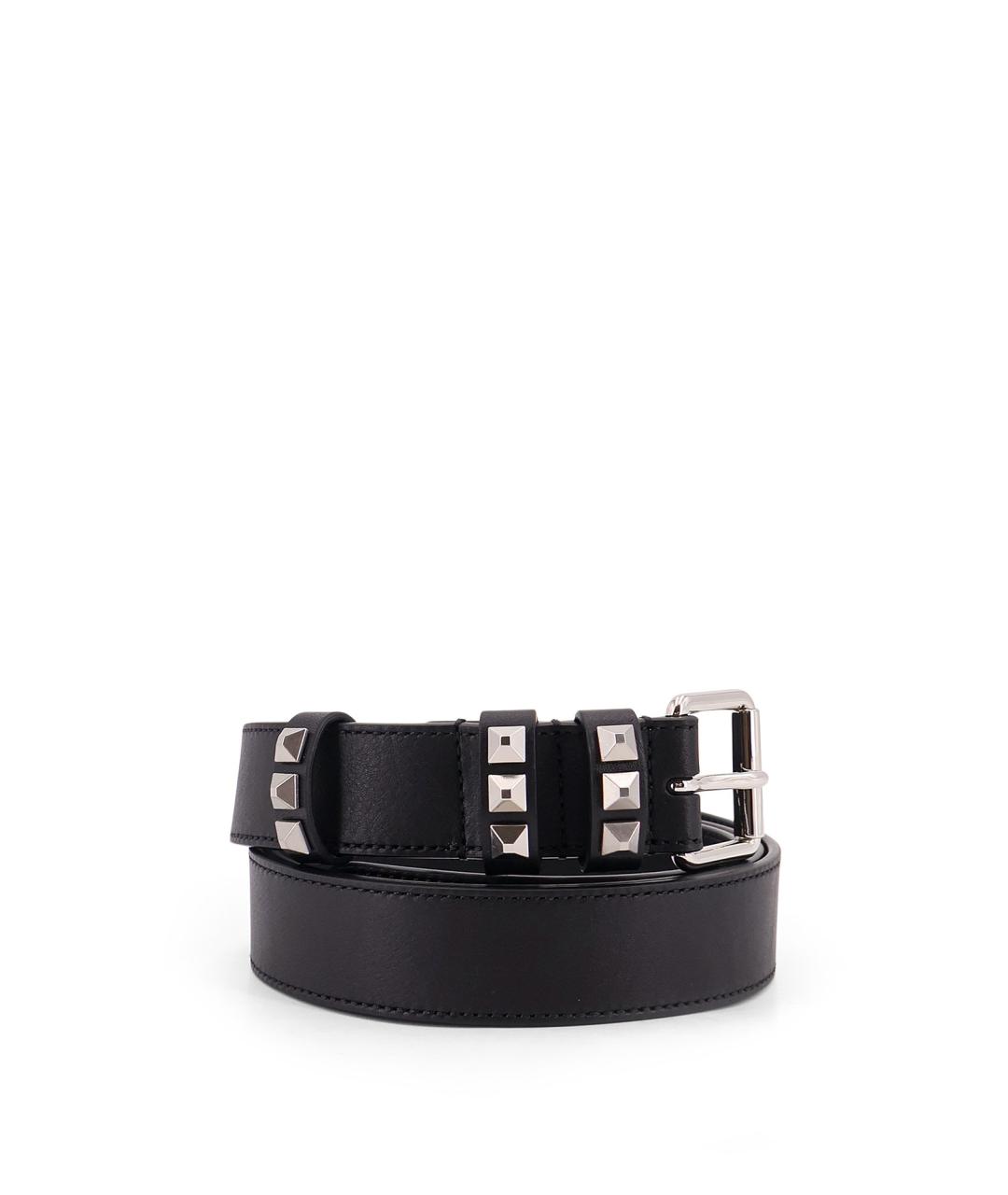 VALENTINO Черный кожаный ремень, фото 3