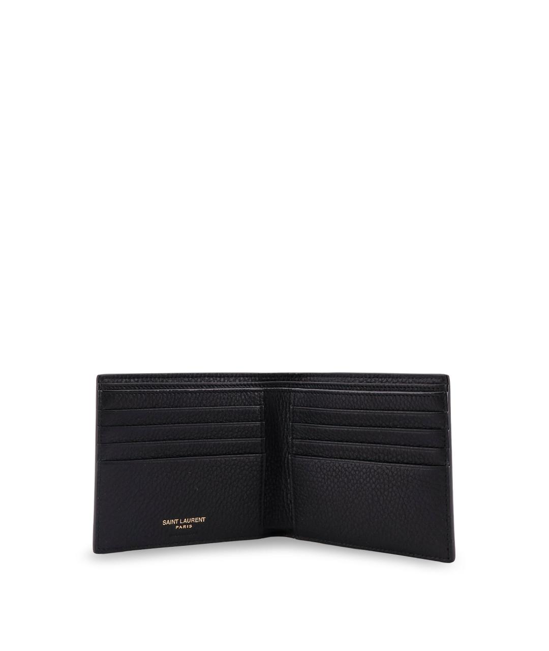 SAINT LAURENT Черный кожаный кошелек, фото 3