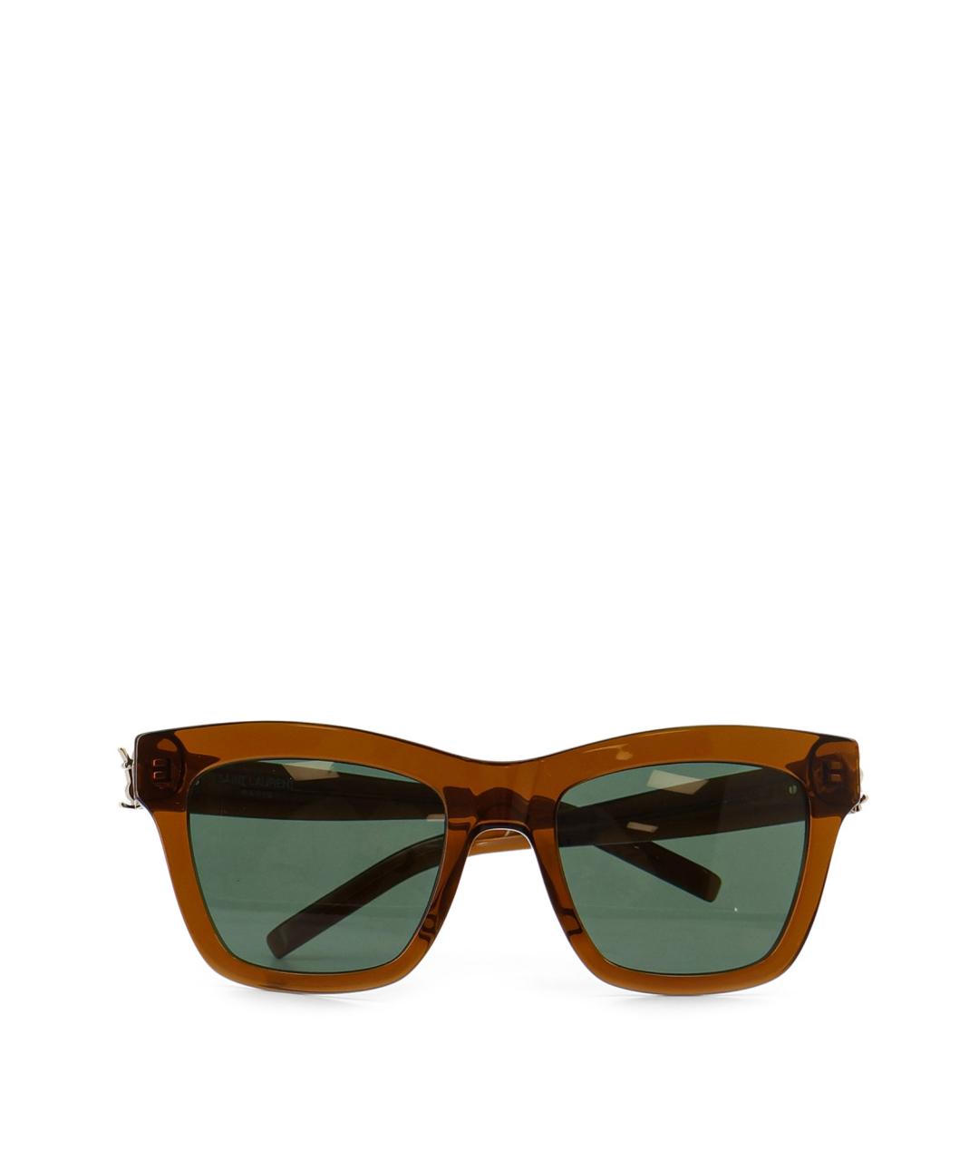 SAINT LAURENT Коричневые пластиковые солнцезащитные очки, фото 2