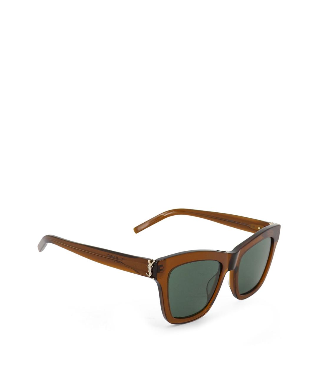 SAINT LAURENT Коричневые пластиковые солнцезащитные очки, фото 1