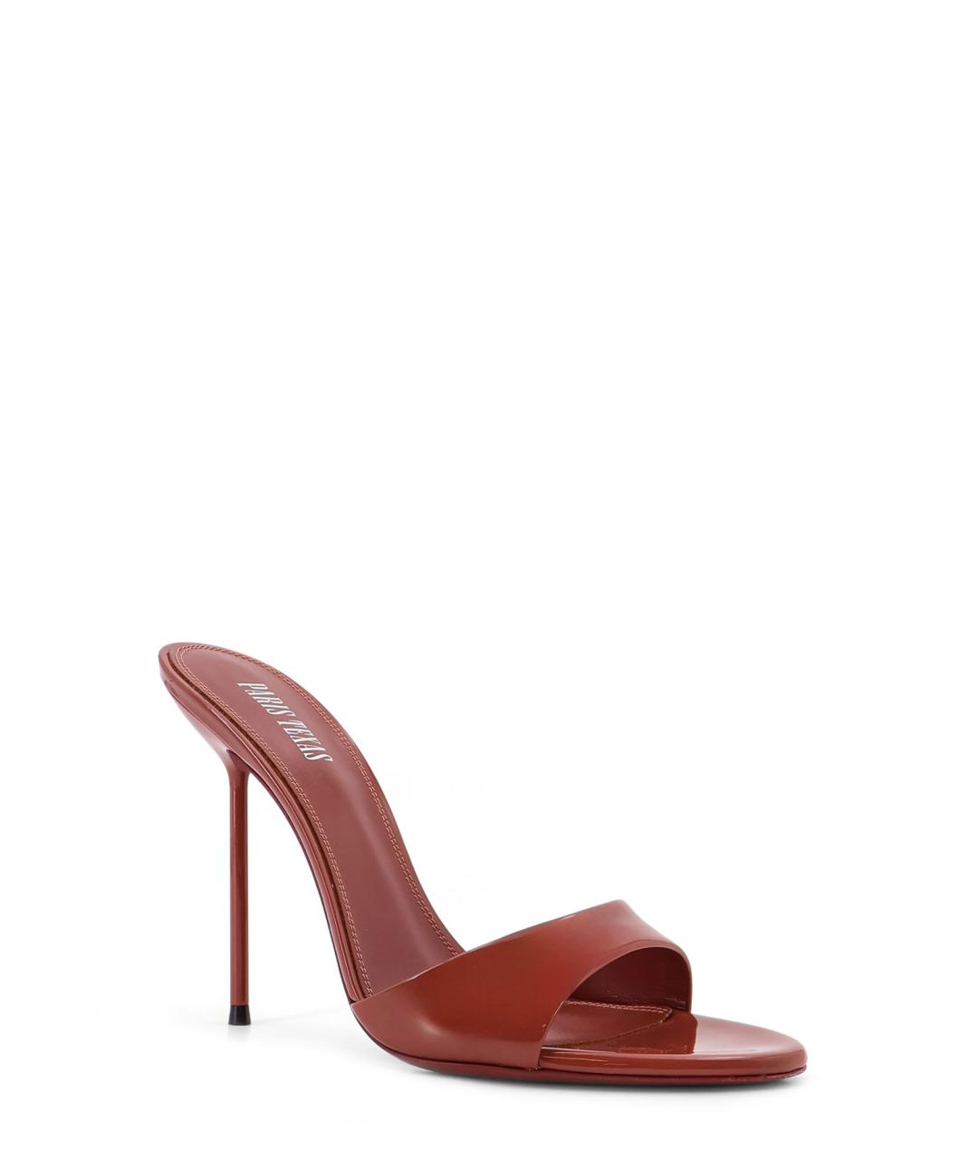 PARIS TEXAS Красные кожаные мюли, фото 2