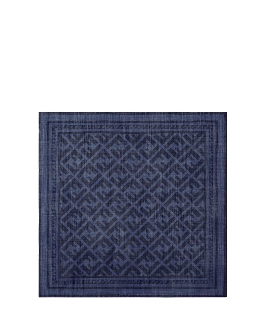 FENDI Синий шелковый шарф, фото 1