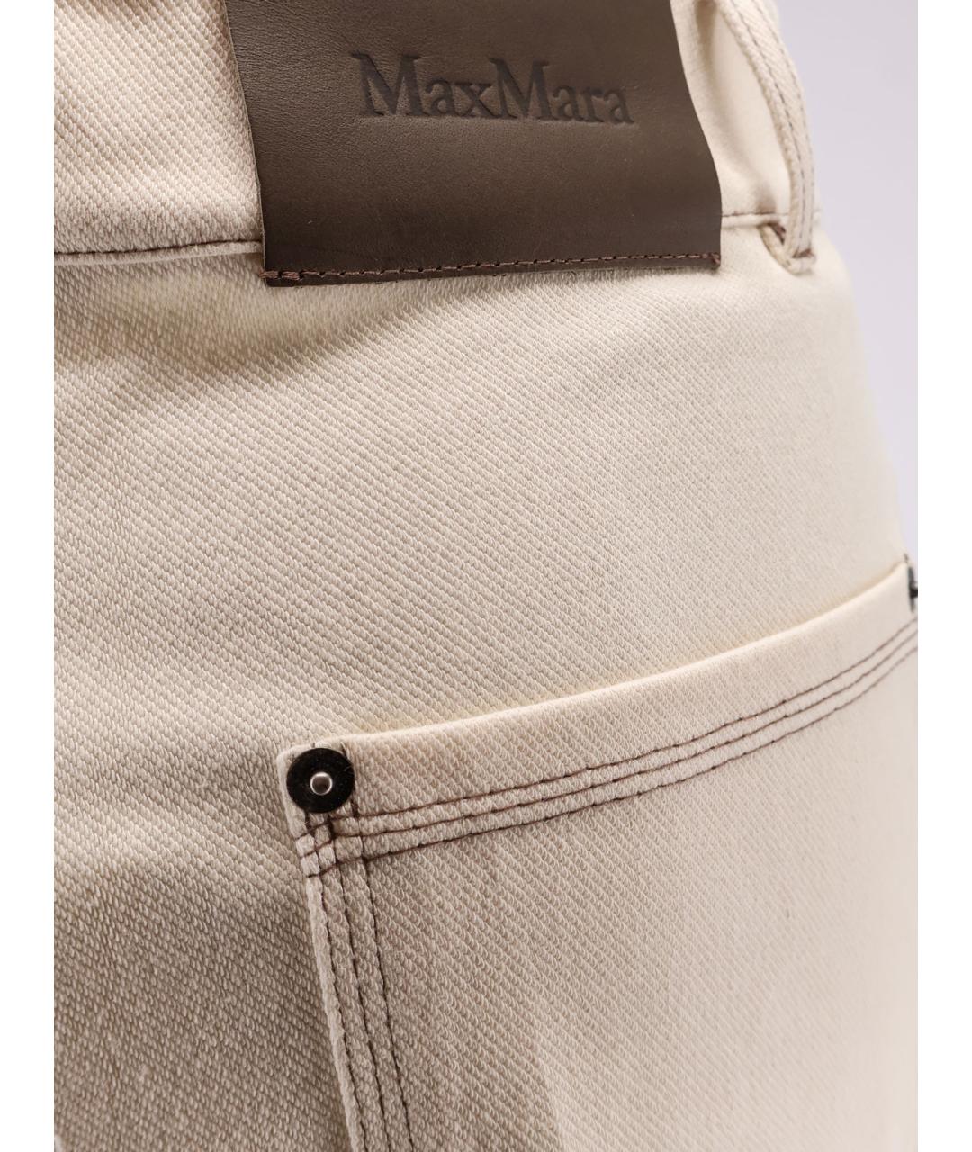 MAX MARA Бежевые хлопковые прямые брюки, фото 3
