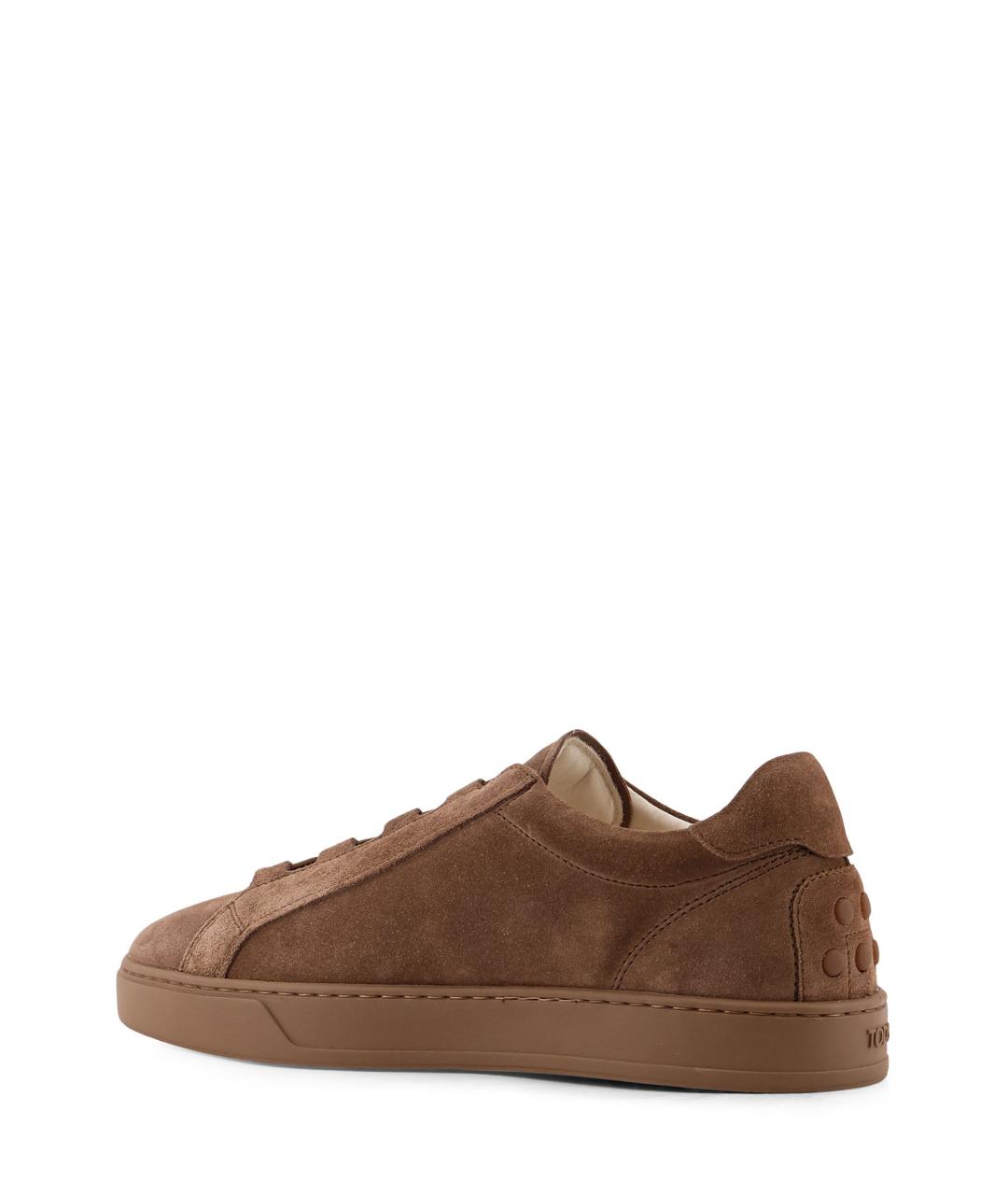 TOD'S Коричневые кожаные низкие кроссовки / кеды, фото 3