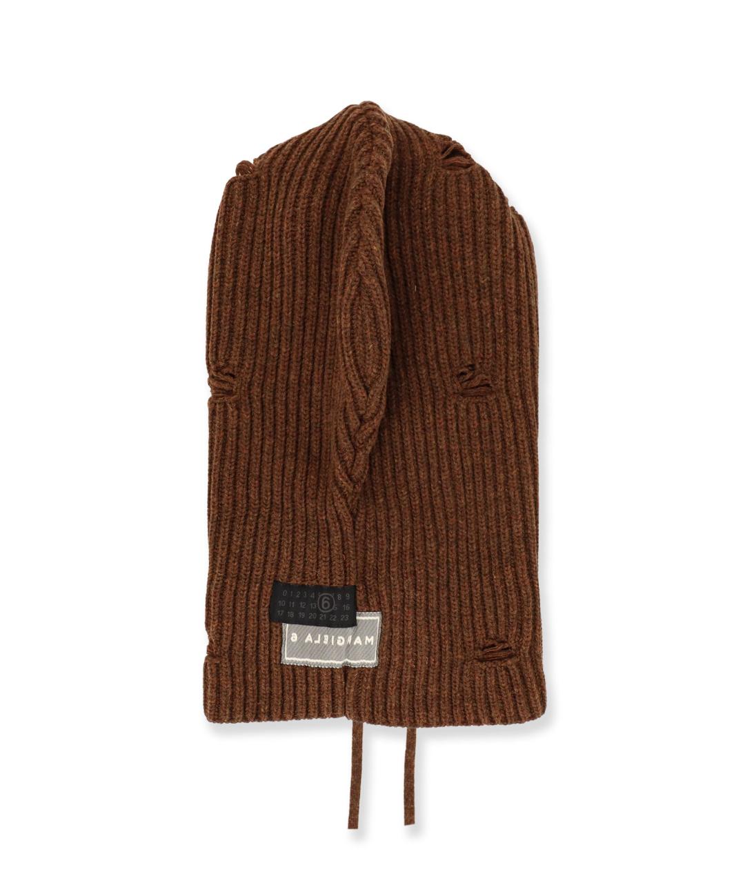 MM6 MAISON MARGIELA Коричневая шерстяная шапка, фото 2