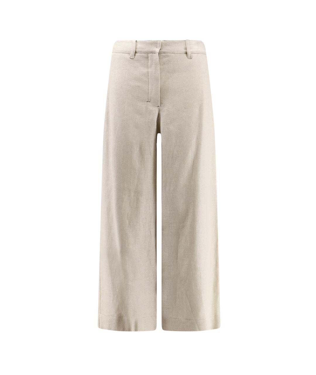 'S MAX MARA Бежевые хлопковые прямые брюки, фото 3