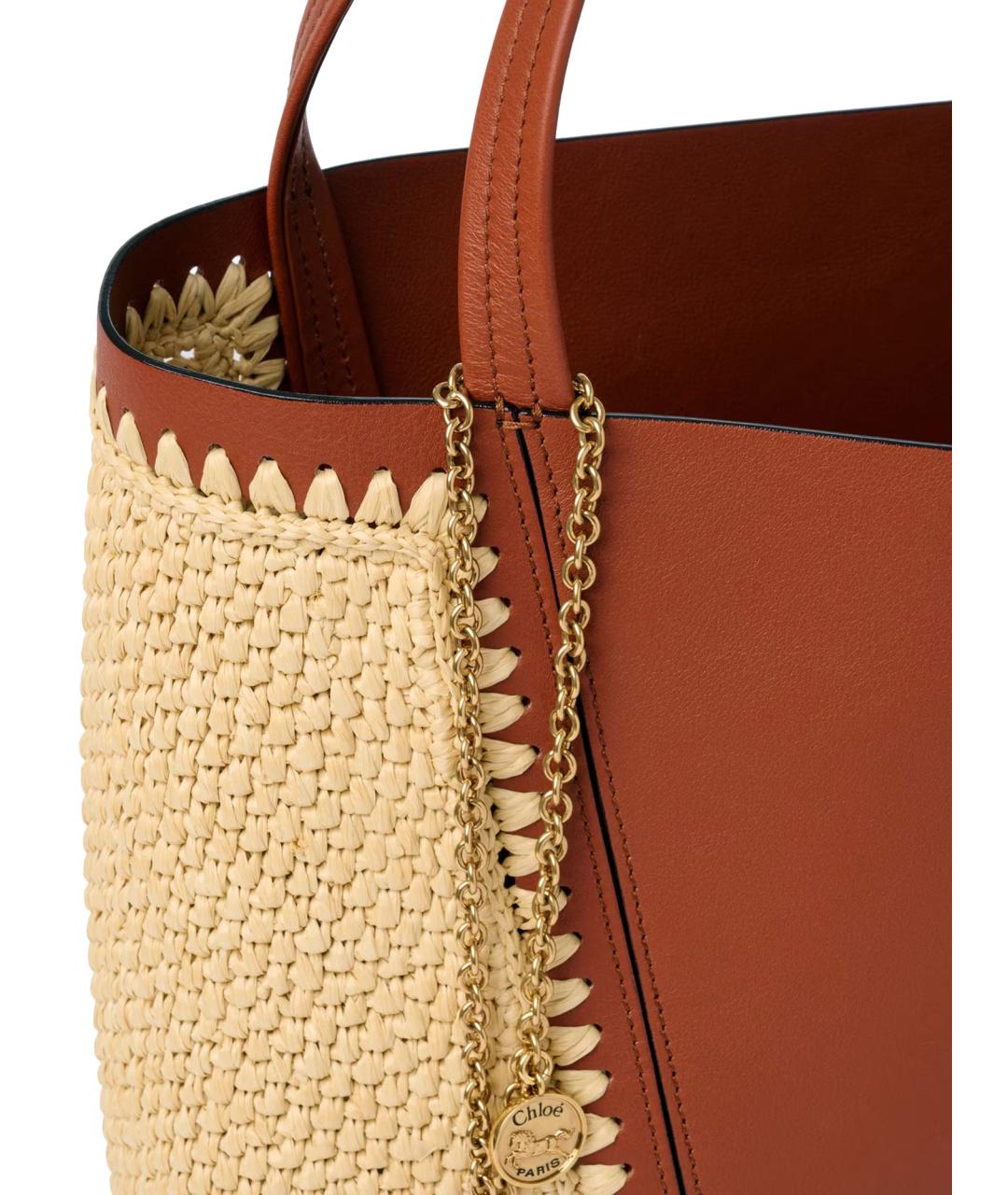 CHLOE Бежевая пелетеная сумка тоут, фото 4