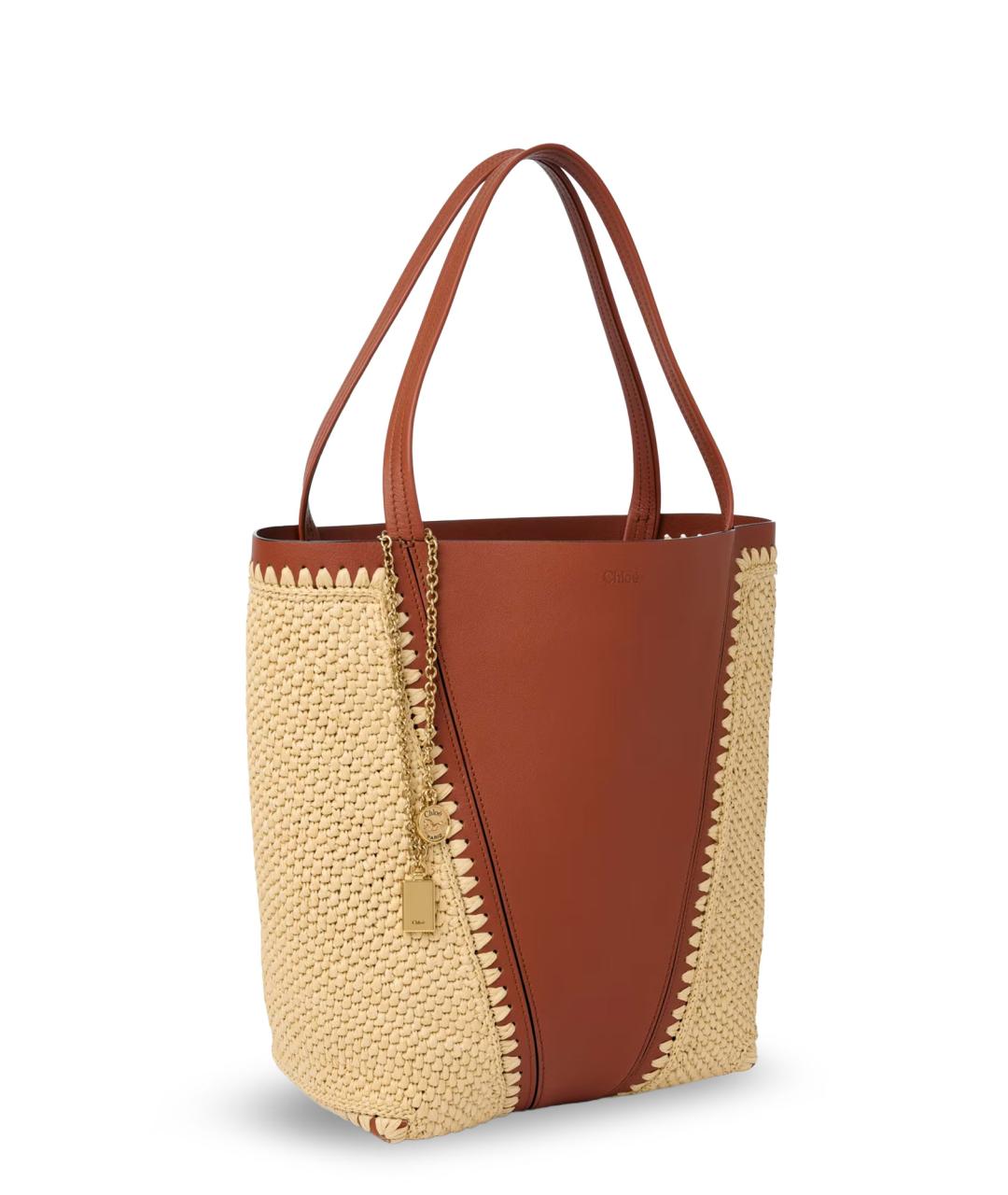 CHLOE Бежевая пелетеная сумка тоут, фото 3