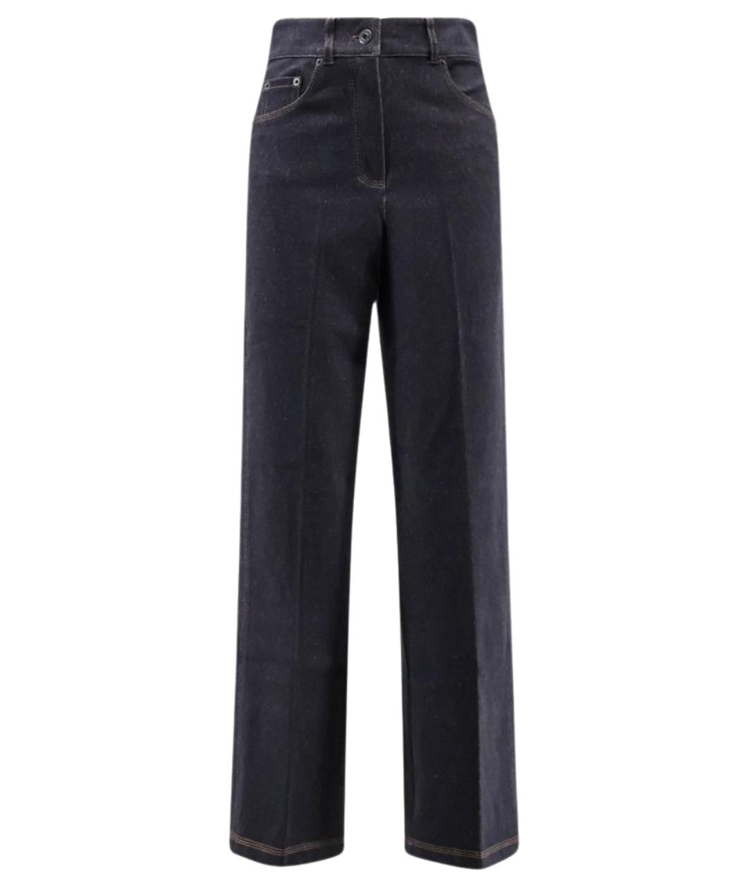 MAX MARA Темно-синие хлопковые прямые джинсы, фото 1