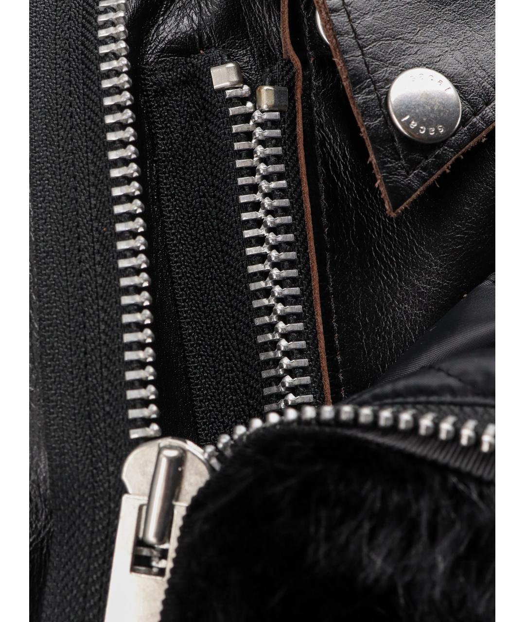 SACAI Черная кожаная куртка, фото 3