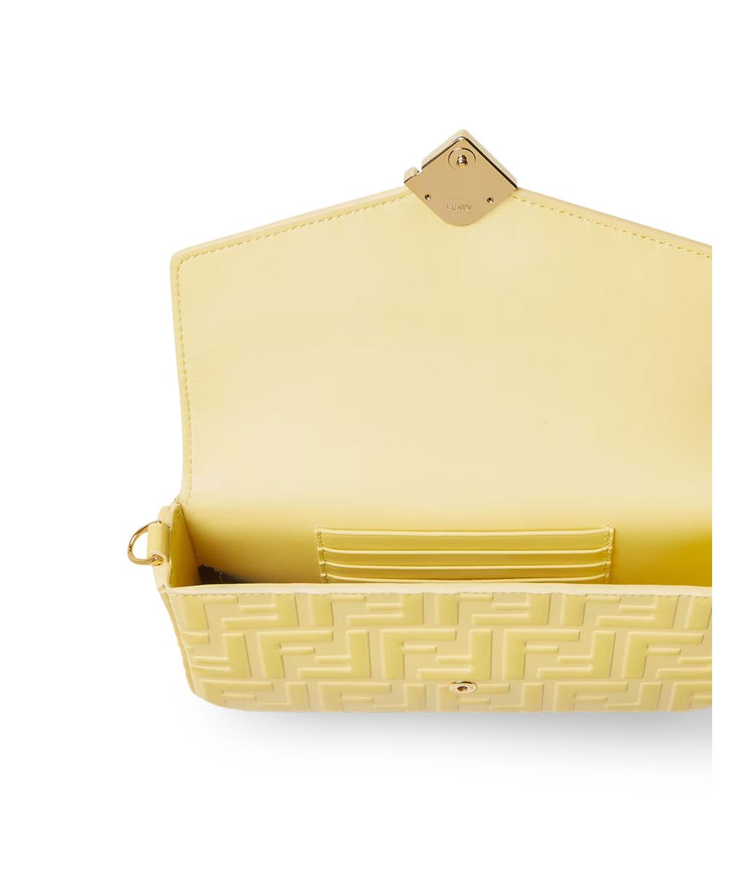FENDI Желтая кожаная сумка через плечо, фото 4