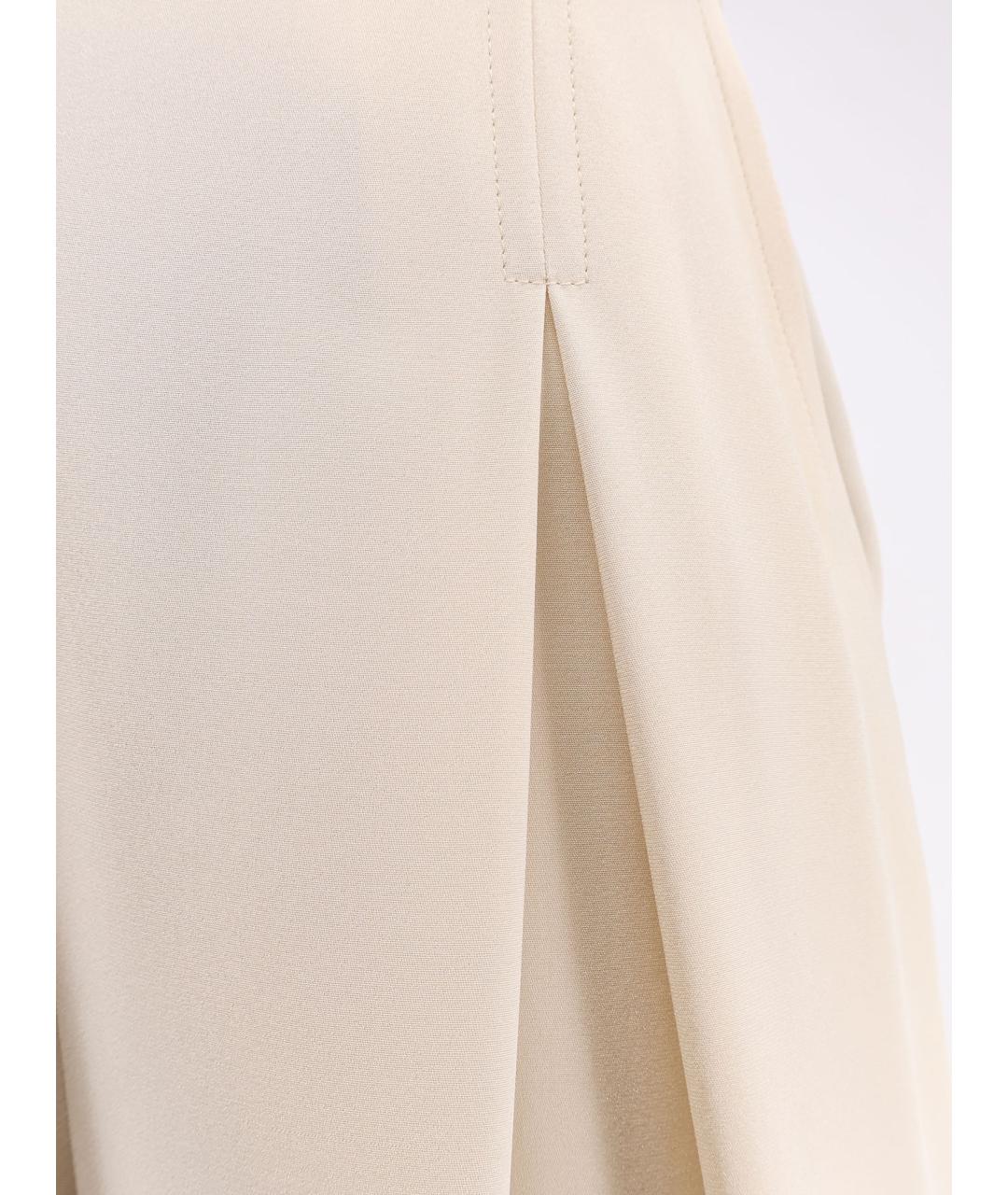 MAX MARA Бежевые шелковые прямые брюки, фото 3