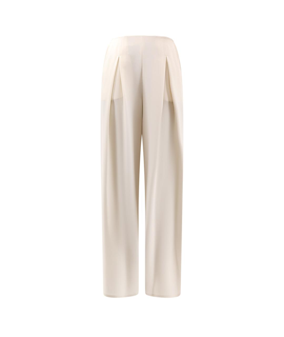 MAX MARA Бежевые шелковые прямые брюки, фото 4