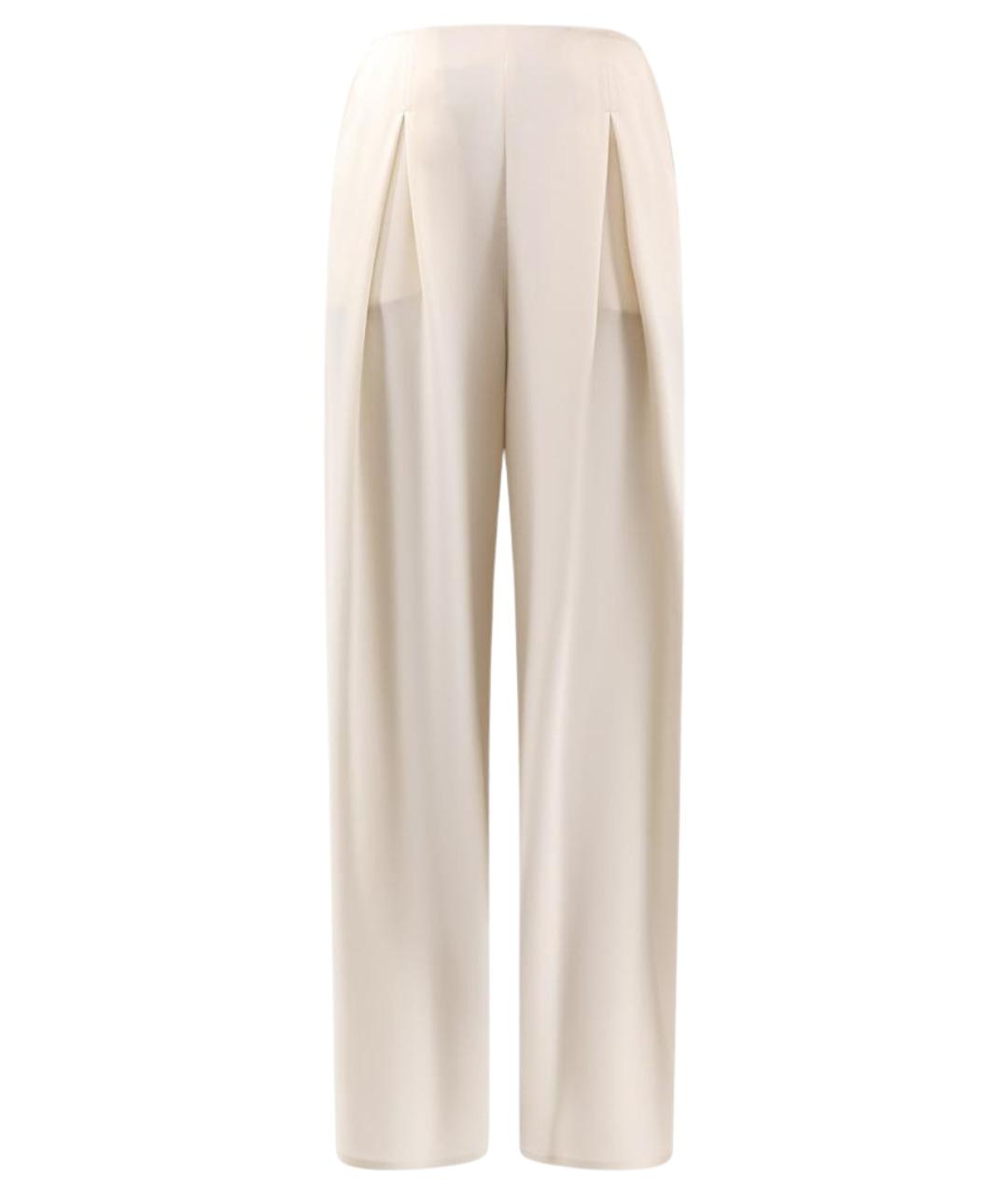 MAX MARA Бежевые шелковые прямые брюки, фото 1