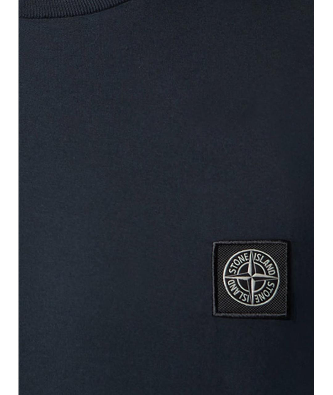 STONE ISLAND Темно-синяя хлопковая футболка, фото 3