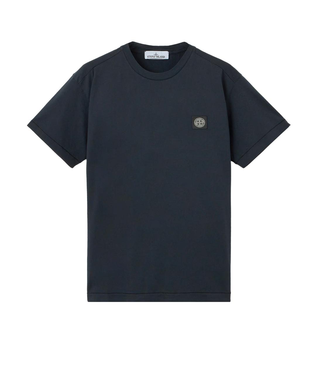 STONE ISLAND Темно-синяя хлопковая футболка, фото 1