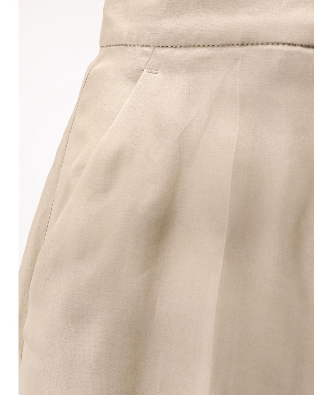 MAX MARA Бежевые шелковые прямые брюки, фото 3