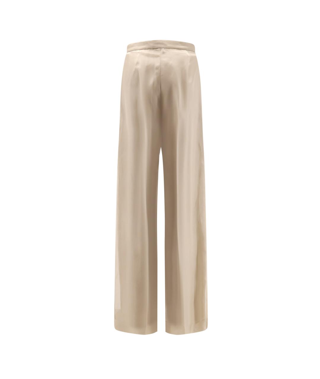 MAX MARA Бежевые шелковые прямые брюки, фото 2