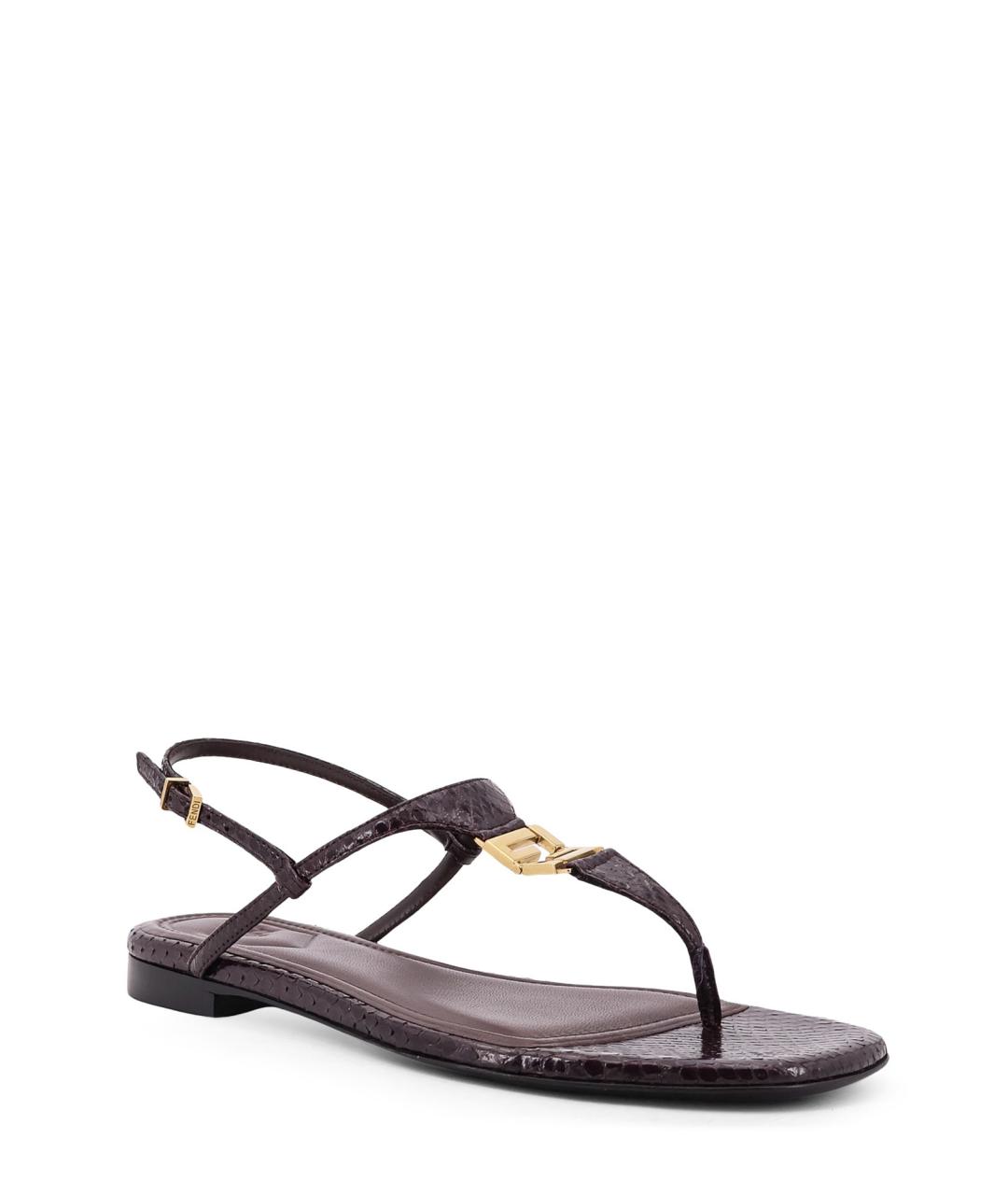 FENDI Черные бархатные босоножки, фото 2