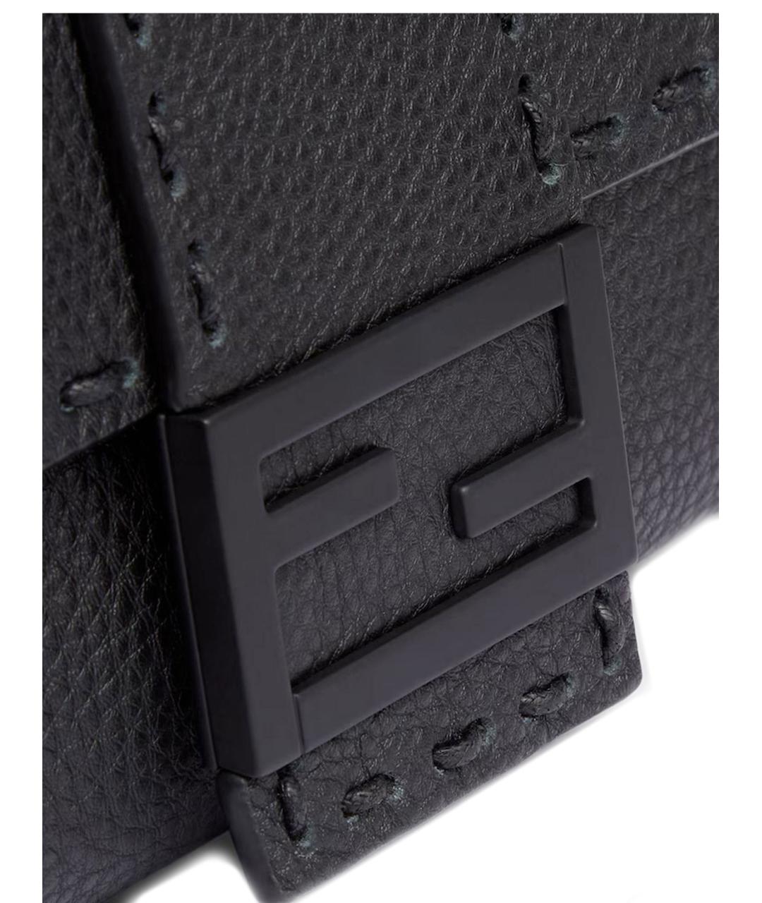 FENDI Антрацитовая кожаная сумка тоут, фото 5