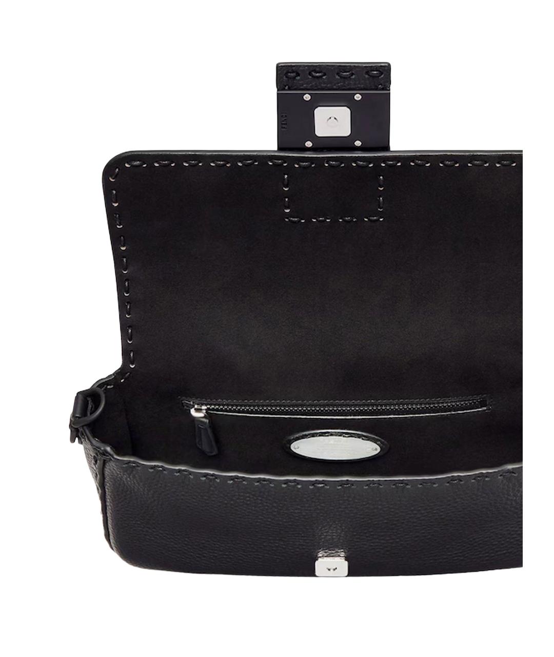 FENDI Антрацитовая кожаная сумка тоут, фото 4