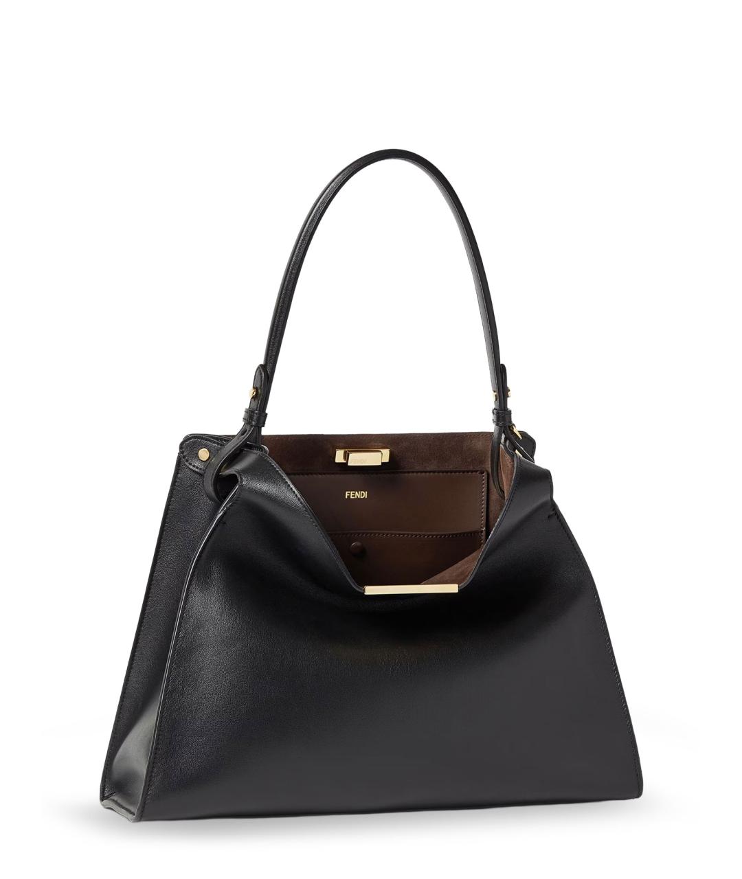 FENDI Черная кожаная сумка тоут, фото 3